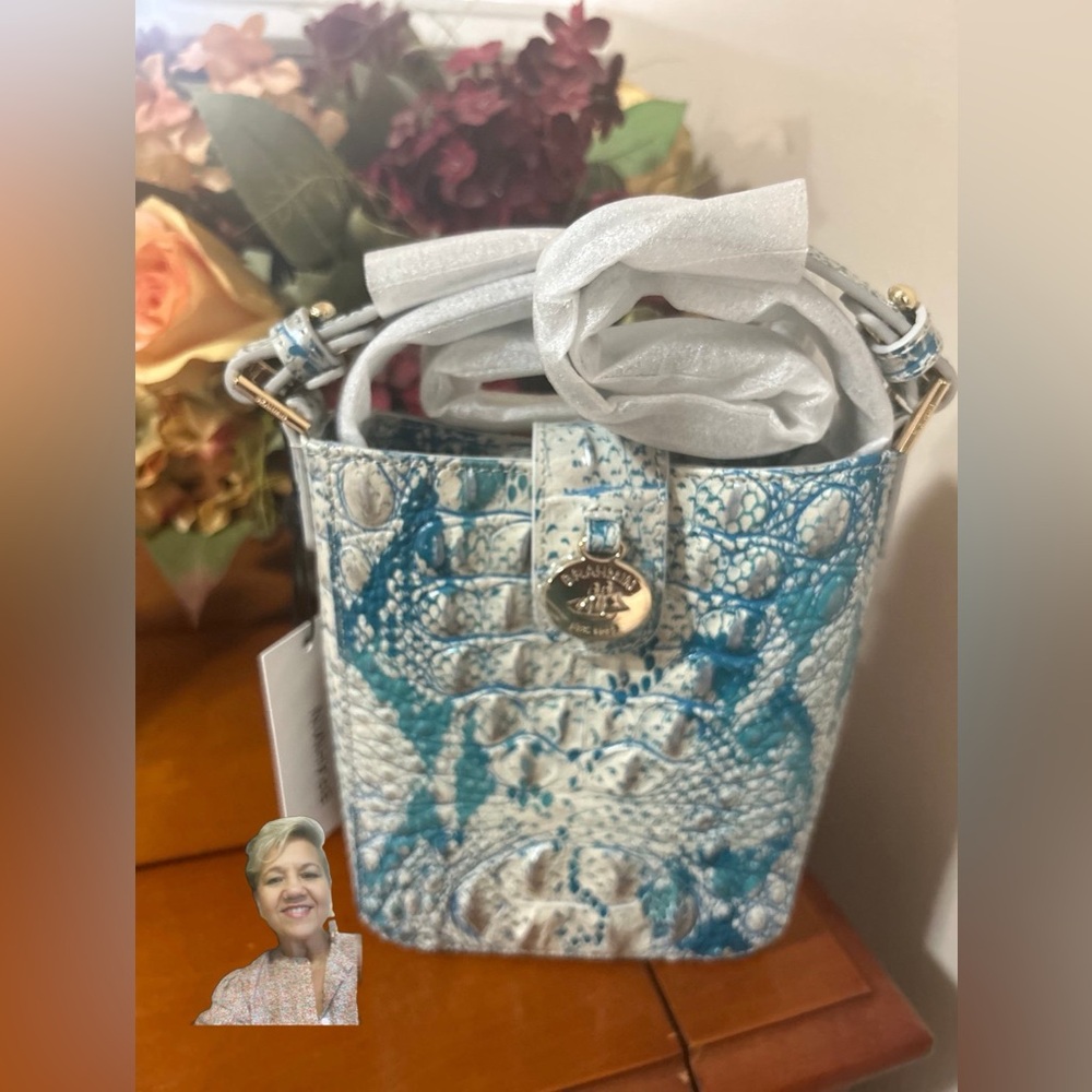 Brahmin Marley Blue and Cream Mini Bag NWT